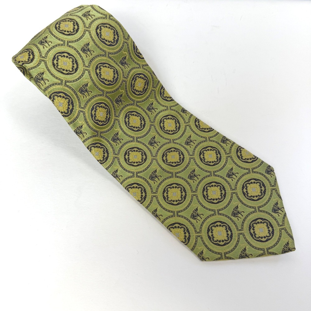 Digiovanni Brothers Necktie Mens Elephant Medallion‎ Silk Green Preppy Animal